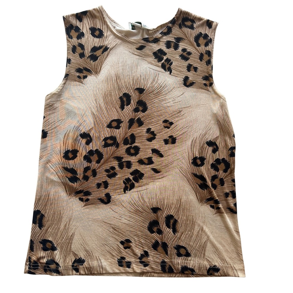 Vintage Frazier Lawrence Women's Large‎ Leopard Print Sleeveless Tank Top Brown